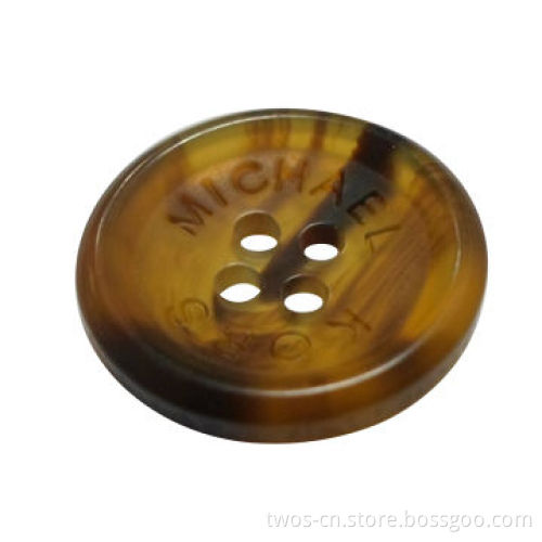 Imitation Horn Polyester Button, Matte Finish, Various Patterns and Designs are Available
